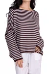 Before You Dropped-shoulder Striped Knit Sweater In Powder Blue/brown In Multi