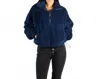 Before You Farrah Fleece Pullover Sweater In Navy Blue In Blue