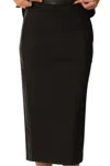 Before You Fitted Ponte & Faux Leather Skirt In Black In Black