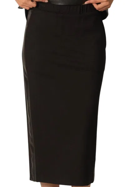 Before You Fitted Ponte & Faux Leather Skirt In Black