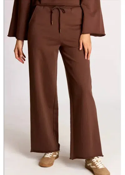 Before You French Terry Wide Leg Elastic Waist Pant In Brown