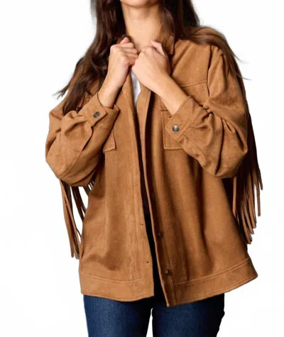 Before You Fringe Suede Jacket In Camel In Brown