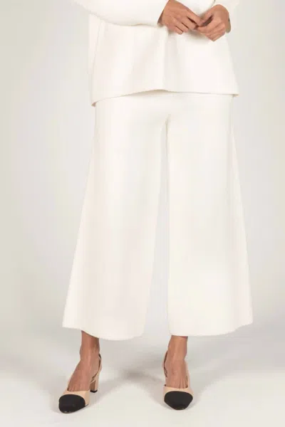 Before You Knit Ankle Length Wide Leg Pants In Ivory In White
