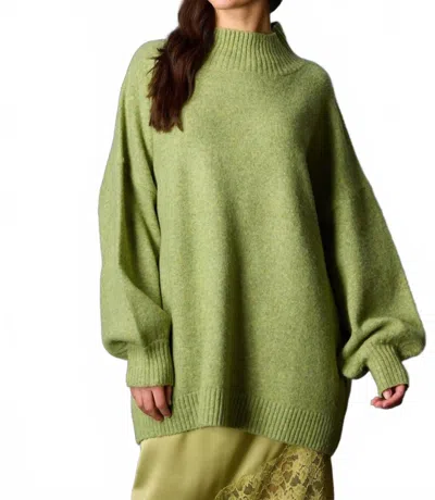 Before You Knit Ribbed Funnel Neck Oversized Pullover In Light Moss In Multi