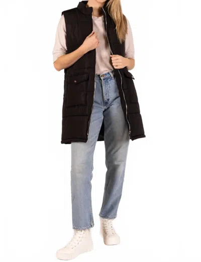 Before You Molly Quilted Midi Puffer Vest In Black