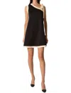 Before You P. Cill Butter Modal Contrast Tie Strap Mini Dress In Black/ivory In Black