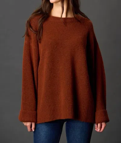 Before You Round Neck Two Tone Sweater In Bronze In Brown
