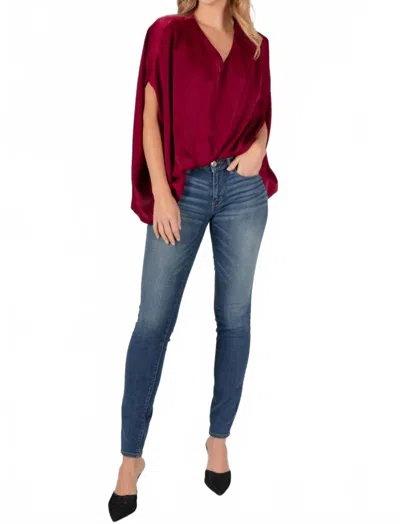 Before You Satin Flowy Top In Wine In Pink