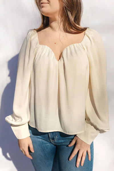 Before You Satin Sweetheart Neckline Top In Cream In Yellow