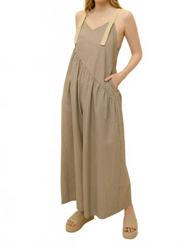 Before You Striped Cotton Jumpsuit In Olive In Brown