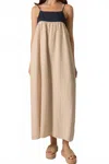 Before You Two Tone Linen Maxi Dress In Beige In Neutral