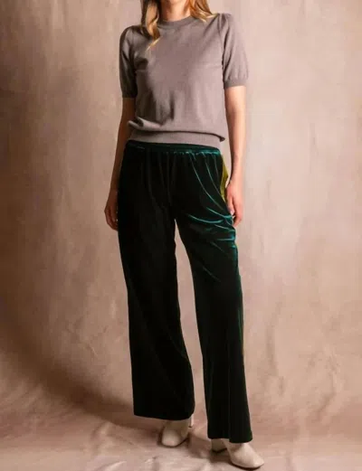 Before You Velvet Contrast Side Stripe Pant In Green
