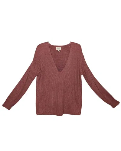 Before You Women's Ribbed V Neck Sweater In Merlot In Brown