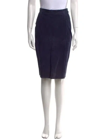 Pre-owned Begedor Italia Leather Knee-length Skirt In Blue