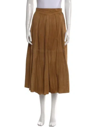 Pre-owned Begedor Italia Leather Midi Length Skirt In Green