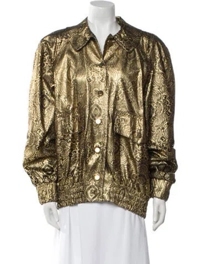 Pre-owned Begedor Italia Leather Printed Coat In Gold