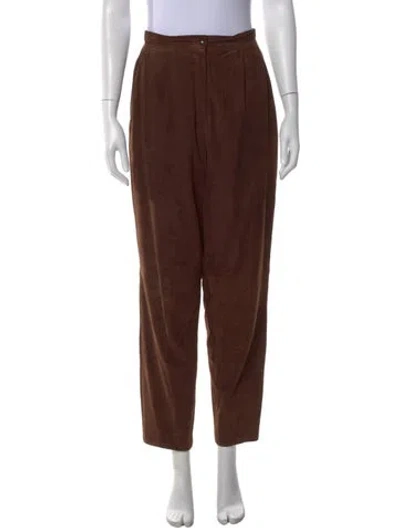 Pre-owned Begedor Italia Leather Straight Leg Pants In Brown
