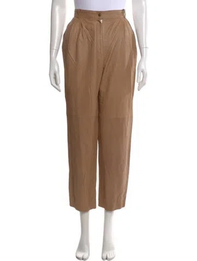 Pre-owned Begedor Italia Leather Straight Leg Pants In Neutral
