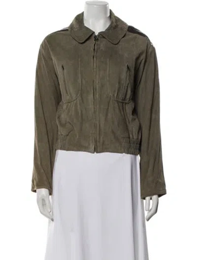 Pre-owned Begedor Italia Leather Utility Jacket In Green