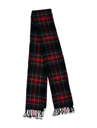 Pre-owned Begg & Co Cashmere Plaid Print Scarf In Red