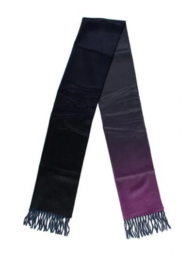 Pre-owned Begg & Co Wool Colorblock Pattern Scarf W/ Tags In Blue