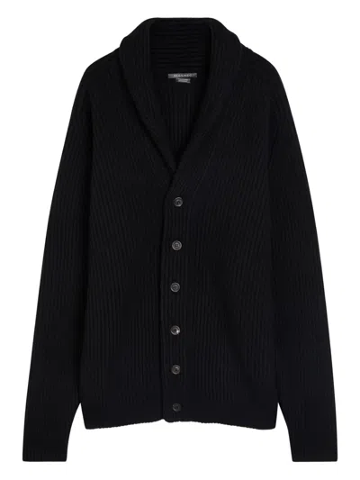Begg X Co Buttoned Ribbed Cardigan In Black