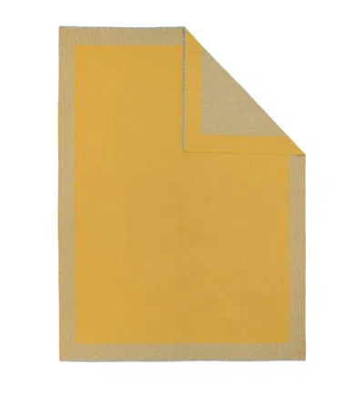 Begg X Co Cashmere Arran Border Throw (150cm X 200cm) In Yellow