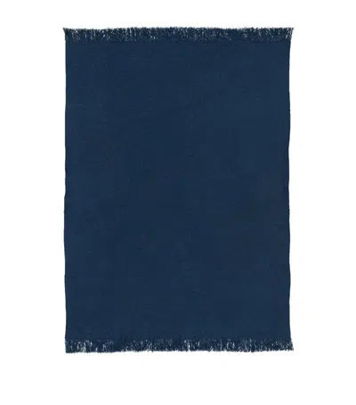 Begg X Co Cashmere Mossband Soul Throw (140cm X 180cm) In Blue