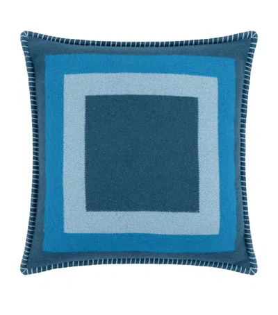 Begg X Co Lambswool-cashmere Valatzu Josef Cushion In Blue