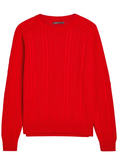 Begg X Co Maytime Cable-knit Cashmere And Cotton-blend Jumper In Red