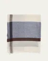 Begg X Co Men's Cashmere And Silk Check Scarf In White Navy Brown