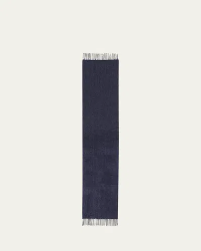 Begg X Co Men's Cashmere Arran Reversible Scarf In Gray/blue