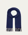 Begg X Co Men's Arran Reversible Cashmere Scarf In Navy