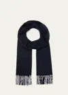 Begg X Co Men's Cashmere Arran Reversible Scarf In Navy/black