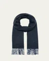 Begg X Co Men's Cashmere Arran Reversible Scarf In Slate/black 