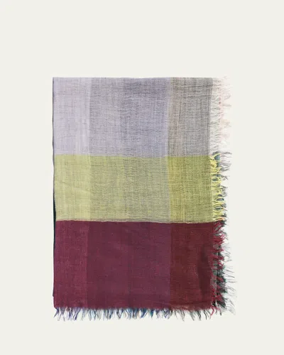 Begg X Co Men's Nora Cashmere Check Scarf In Kelp Zest