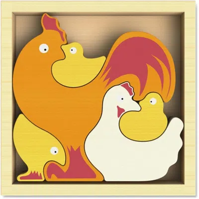 Beginagain Chicken Family Puzzle - Wood Tray, Assorted Color