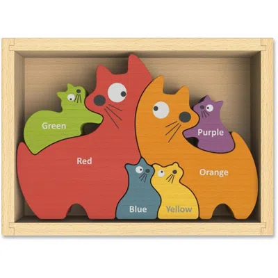 Beginagain Toys Cat Family Bilingual Puzzle - Rubberwood, Assorted Color