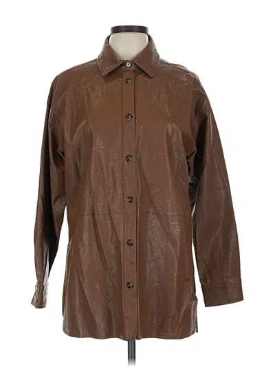 Pre-owned Beginning Boutique 3/4 Sleeve Button Down Shirt In Brown
