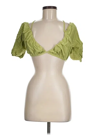 Pre-owned Beginning Boutique Short Sleeve Top Green Sweetheart Neckline Tops