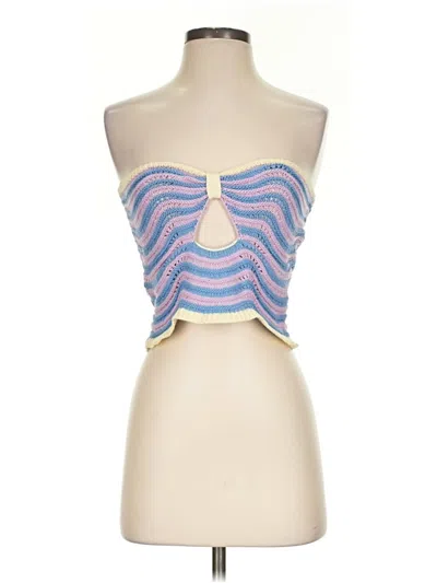 Pre-owned Beginning Boutique Sleeveless Top Blue Strapless Neckline Tops