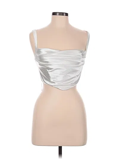 Pre-owned Beginning Boutique Sleeveless Top Silver Strapless Neckline Tops