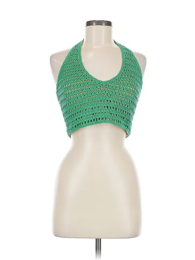 Pre-owned Beginning Boutique Tank Top Green Halter Neckline Tops
