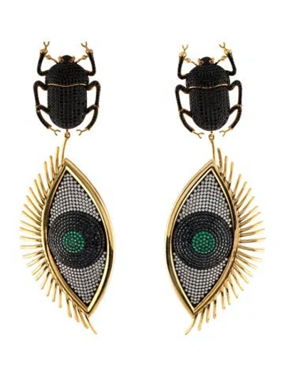 Pre-owned Begüm Khan Crystal Pharaoh Ramsés Clip-on Drop Earrings In Multicolor