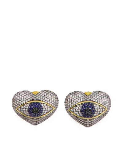 Begüm Khan Occhio Del Amore Crystal-embellished Earrings In Gold