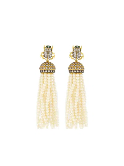 Begüm Khan Scarab-beetle Tassel Earrings In Neutral