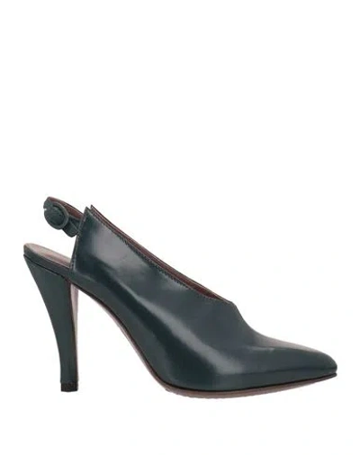 Behnaz Kanani Woman Pumps Deep Teal Size 7 Soft Leather In Green