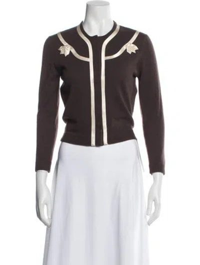 Pre-owned Behnaz Sarafpour Cashmere Open Front Sweater In Brown