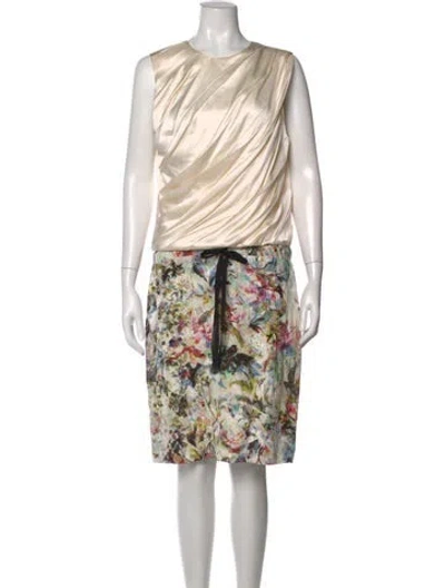 Pre-owned Behnaz Sarafpour Floral Print Knee-length Dress In Neutral