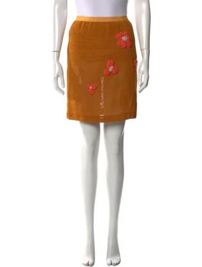 Pre-owned Behnaz Sarafpour Floral Print Mini Skirt In Orange